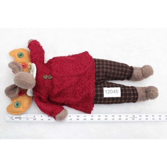 Moose Plush Shelf Sitter Rustic Cabin Christmas Weighted Bottom Dangling Legs - Picture 8 of 9